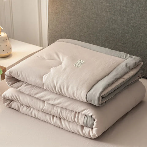 Japan Style Summer Quilt Soft Breathable Quilted Duvet Queen Skin Friendly WashableThin Comforter Lightweight Blanket 180x220