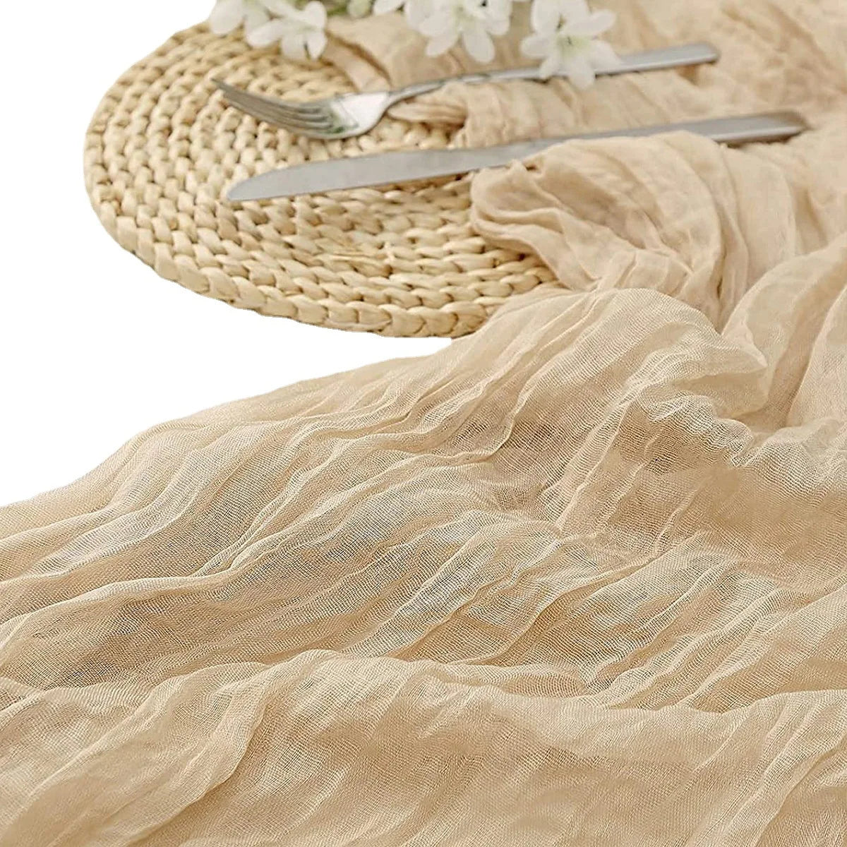 1PC Gauze Voile Table Runner Boho Pink Blue Cheesecloth Dinning Table Decoration For Wedding Party Banquet Bride Shower