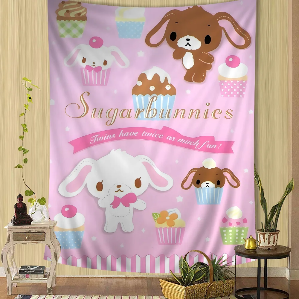 S_sugarbunnies Anime Kawaii Cartoon Tapestry Bohemian Wall Tapestries Mandala Wall Hanging Sheets