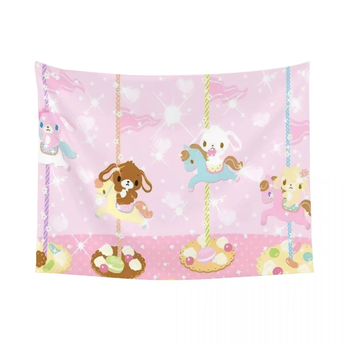 S-Sugarbunnies Anime Print Large Tapestry Wall Hanging Hippie Wall Tapestry Kawaii Cartoon Decor Living Room Bedroom Home Decor
