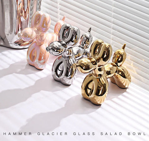 11/21CM Mini Ceramic Balloon Dog Sculpture Abstract Ornament Study Room Statue Home Office Accessories Festival Decoration ﻿