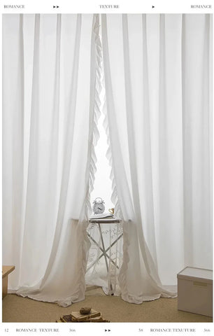 White Vintage Ruffle Tulle Curtains For Girls Bedroom Romantic Bay Window Drapes Living Room Soft Chiffon Thicker Sheer