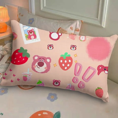 Disney Toy Story Strawberry Bear Pillowcase Cute Cartoon Kids Student Room Sleeping Pillowcase Sand Home Bedroom Room Decoration