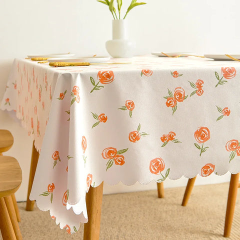 PVC Square Tablecloth Rectangle Waterproof Table Cloth Tabletop Cover Oil Proof Wipeable Table Covers for Kitchen Garden Dining
