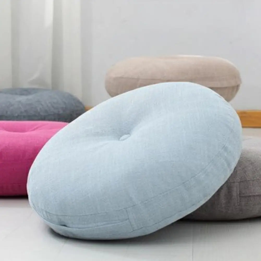 40cm Linen Seat Cushion Soft Cotton Filling Thicken Sofa Balcony Back Pillow Circular Home Office Chair Seat Buttocks Cushion