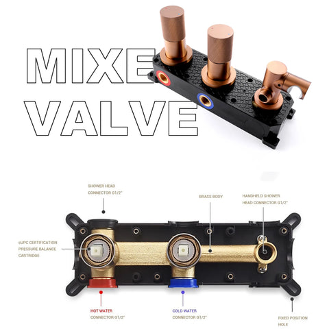 AITANA Minimalist Gun Grey Brass Ceiling Shower System Hidden Embedded Dual Handle Cold and Hot Water 2-Function Bathroom Mixer