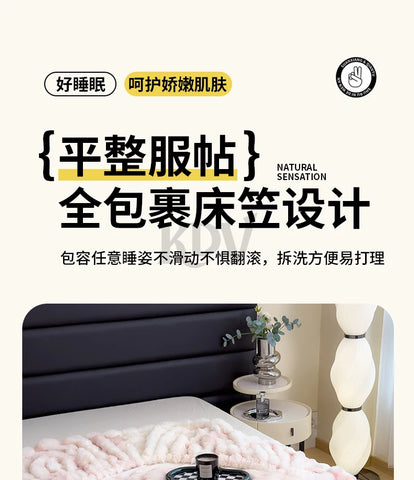 Luxury Faux Rabbit Plush Fitted Sheet with Deep Pocket Winter Thicken Warm Mattress Protector Soft Fluffy Double Mattress Cover