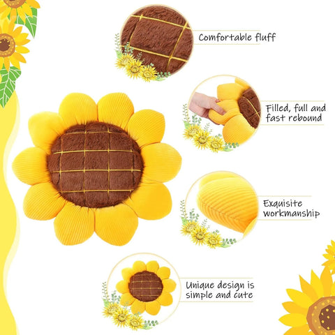 Sunflower Throw Pillow,Flower Shaped Pillows Floor Pillow Seating Cushion,Seating Cushion,Cute Room Decor & Plush Pillow for Bed