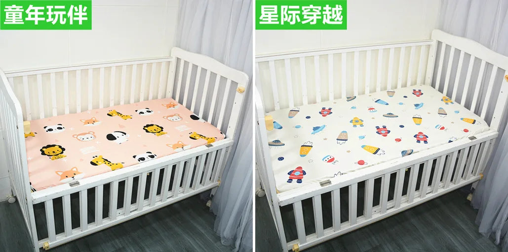 51x28inch(130x70 cm) Newborn Baby Fitted Crib Sheets Cartoon Print Bed Sheet Baby Bed Mattress Covers for Unisex Baby Boys Girls