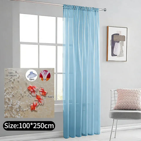 Blue Tulle Curtains DIY Red Fish Hanging Pendant Curtains Decoration Livingroom Partition Curtains Window Curtains for Bedroom