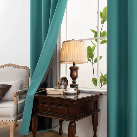 2pcs Modern 100% Blackout Curtain with Coated Lining, Solid Window Curains for Bedroom, Living Room, Dining Room, Home Decor