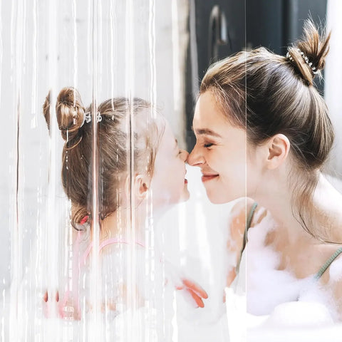 1pc Waterproof Clear Shower Curtain with Bottom Magnets & Metal Grommets Plastic Transparent Shower Curtain Liner for Bathroom