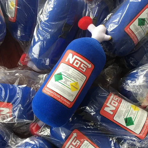 Creative NOS Nitrous Oxide Bottle New Plush Toys Pillow Stuffed Soft Turbo JDM Cushion Boy Gifts Car Decor Backrest Decoration
