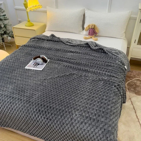 Winter Plaid Blankets for Beds Luxury Warm Sofa Blnket Fluffy Blankets Queen King Size Bedding Imitation Fur Bed Sofa Cover