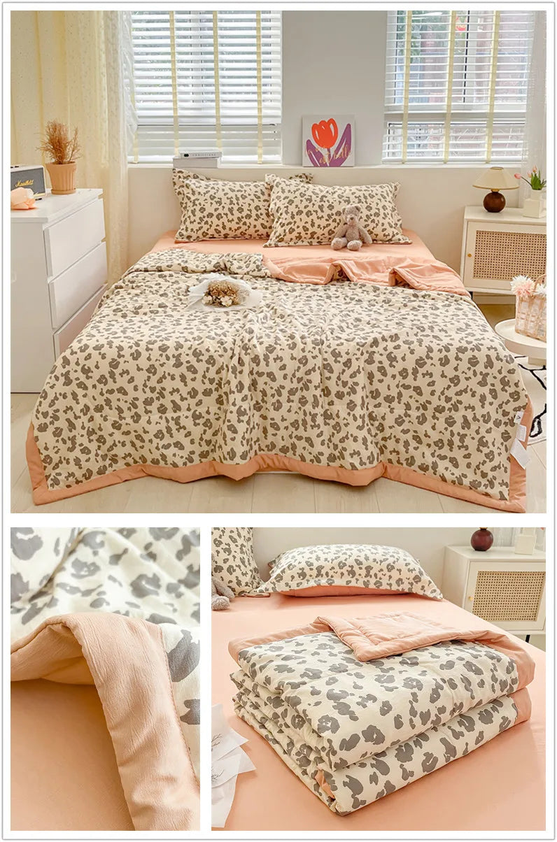 Floral Style Duvets for Summer Soft Comforter Breathable Bedspread 이불 Quilted Blanket Adults/Kids Thin Quilt (No Pillowcase)