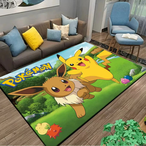 MINISO PIkachu Pokemon Anime Themed Carpet for Living Room Bedroom Kid's Room NonSlip Playmat Balcony Lounge Sofa Rug Gift Idel