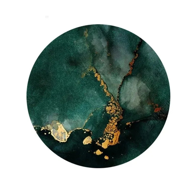 Home Living Room Green Round Marble Pattern Carpet Bedroom Room Decoration Floor Mat