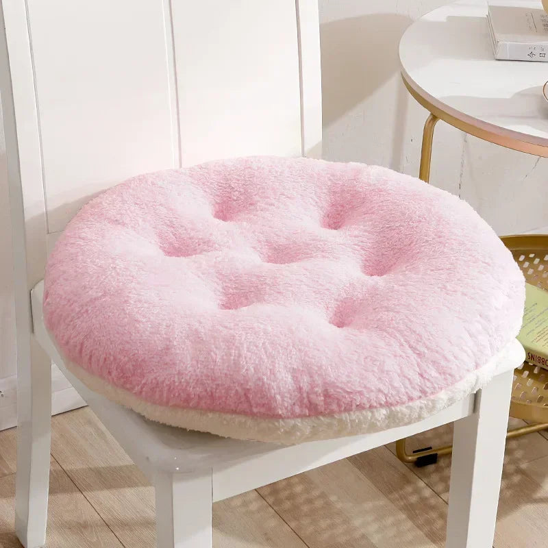 Winter Plush Thick Seat Cushion Home Sofa Office Chair Solid Color Lambswool Cushion Thicken Soft Floor Pads Round and Square