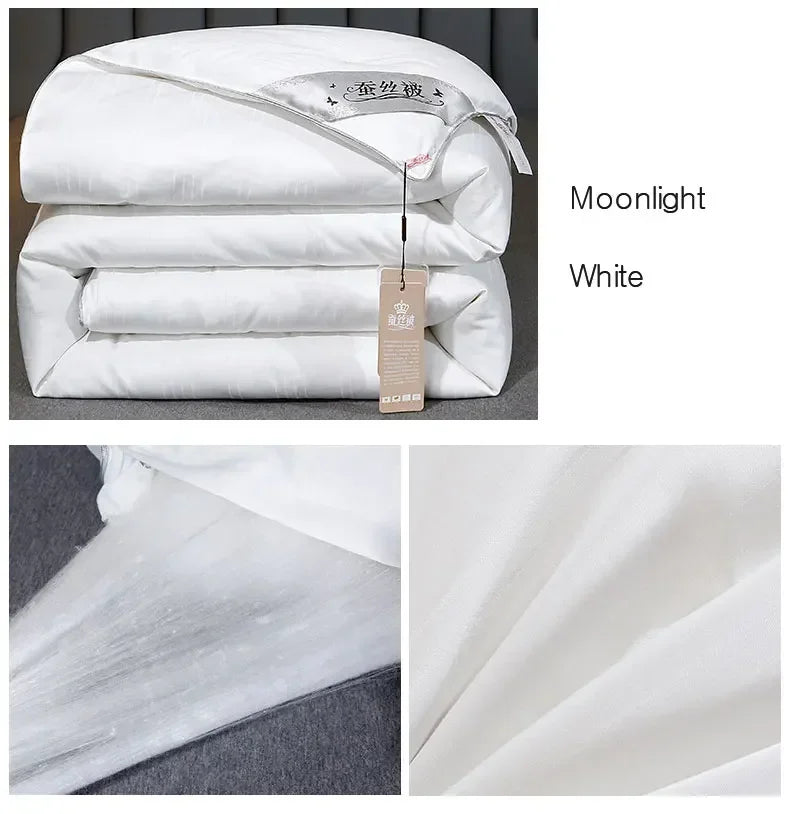100% Mulberry Silk Quilt Healthy Beauty Handwork Silk Comforters Duvet Silk Filled Double Queen King Quilt 1PCS Durable Bedding