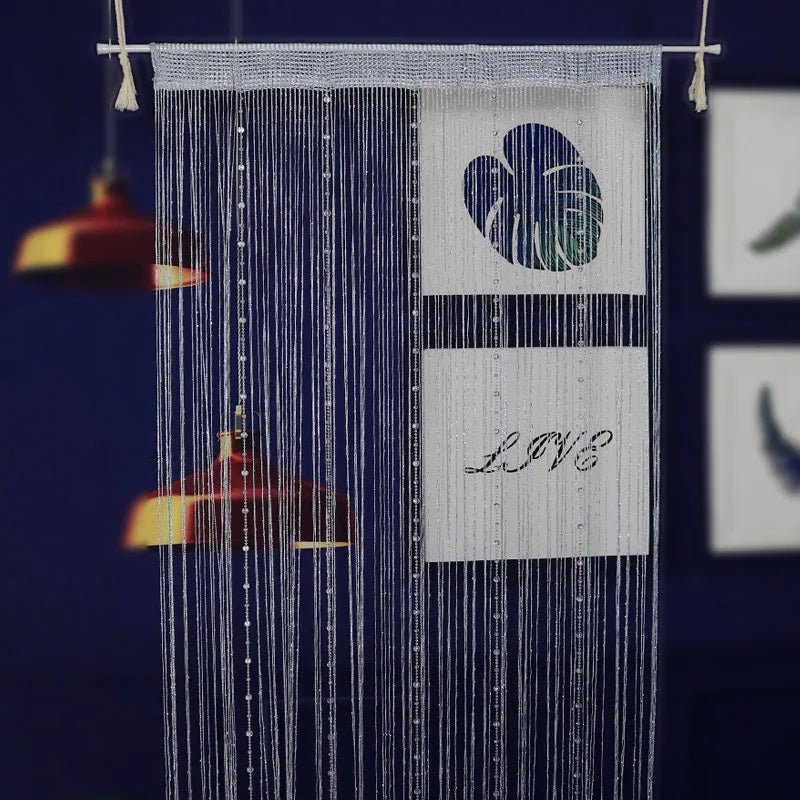 100CM X 200CM Crystal Beaded String Curtains Screen String Divider Blind for Salon Living Room Door Wall Window Tassel Curtain