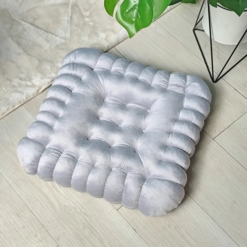 40*40CM Cookie Shaped Meditation Cushion Plush Fluffy Chair Cushion Machine Washable Student Seat Cushion Living Room Decoration