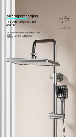 Gray Bathroom Shower Set Piano Key ABS Anti-Rust Shower System Set Wall-Mounted Bathtub Hot and Cold Water Bathroom Accessories