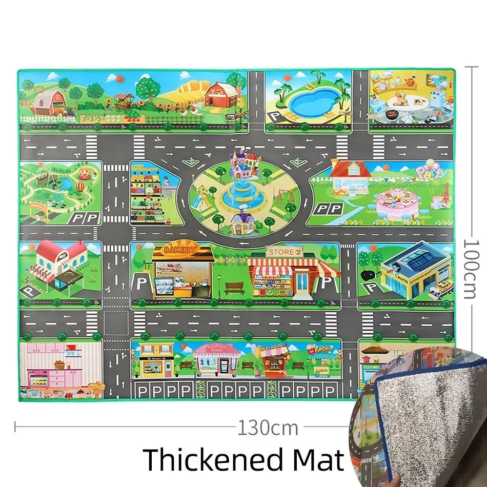 100x130 Kids Playmat Farm Road Portable Map Baby Educational Rugs Toddler Dinosaur Waterproof Play Mat Crawling Non-Toxic Carpet