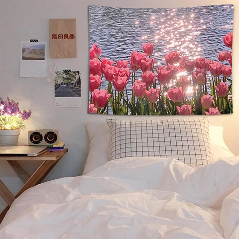 Ins Landscape Tapestry Wall Hanging Cloth 3D Printing   Bedroom Dorm Background Decorative