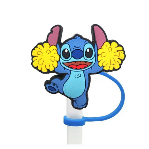 Disney Stitch Cartoon Silicone Straw Covers For Water Glass Bottle Drinking Dust Cap Straw Tip Cover Cup Accessories For 10mm