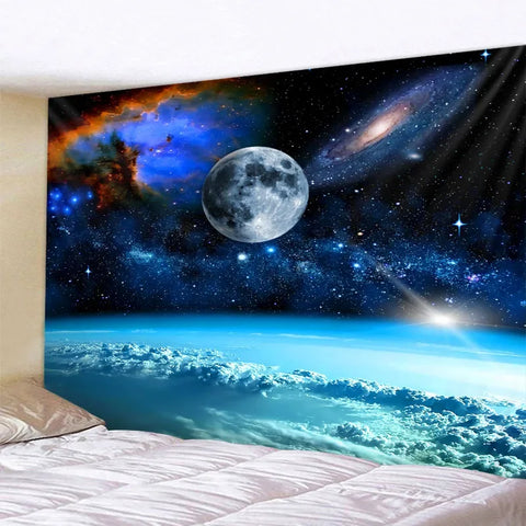 Galaxy Tapestry Soft Microfiber Material Vibrant Planets & Stars Wall Decor Perfect for Space Lovers Unique Cosmic Design