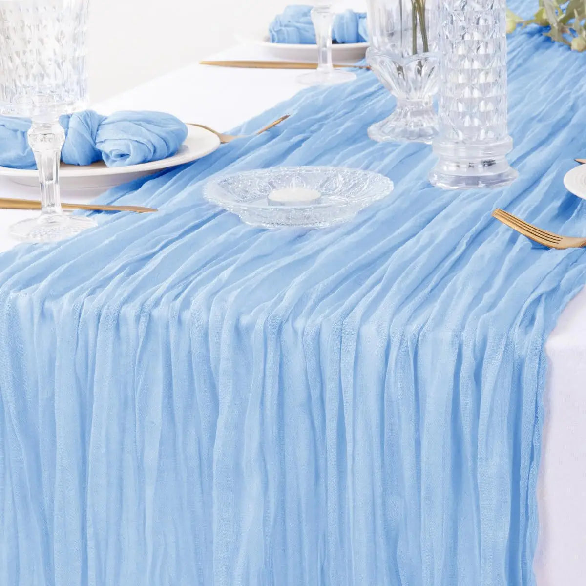 1PC Gauze Voile Table Runner Boho Pink Blue Cheesecloth Dinning Table Decoration For Wedding Party Banquet Bride Shower