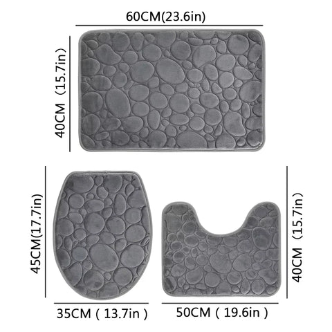 3pcs/Set Solid Color Simple Bathroom Water-absorbing and Non-slip Floor Mat Stone Pattern, Comfortable and Soft, Three-piece Set