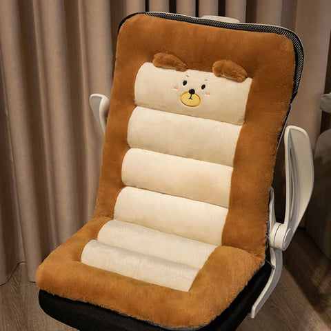 Cartoon Animal Chair Plush Back Cushion Multi-Functional Seat Pad for Lumbar Support Autumn Winter Warm Cushion for Sitting