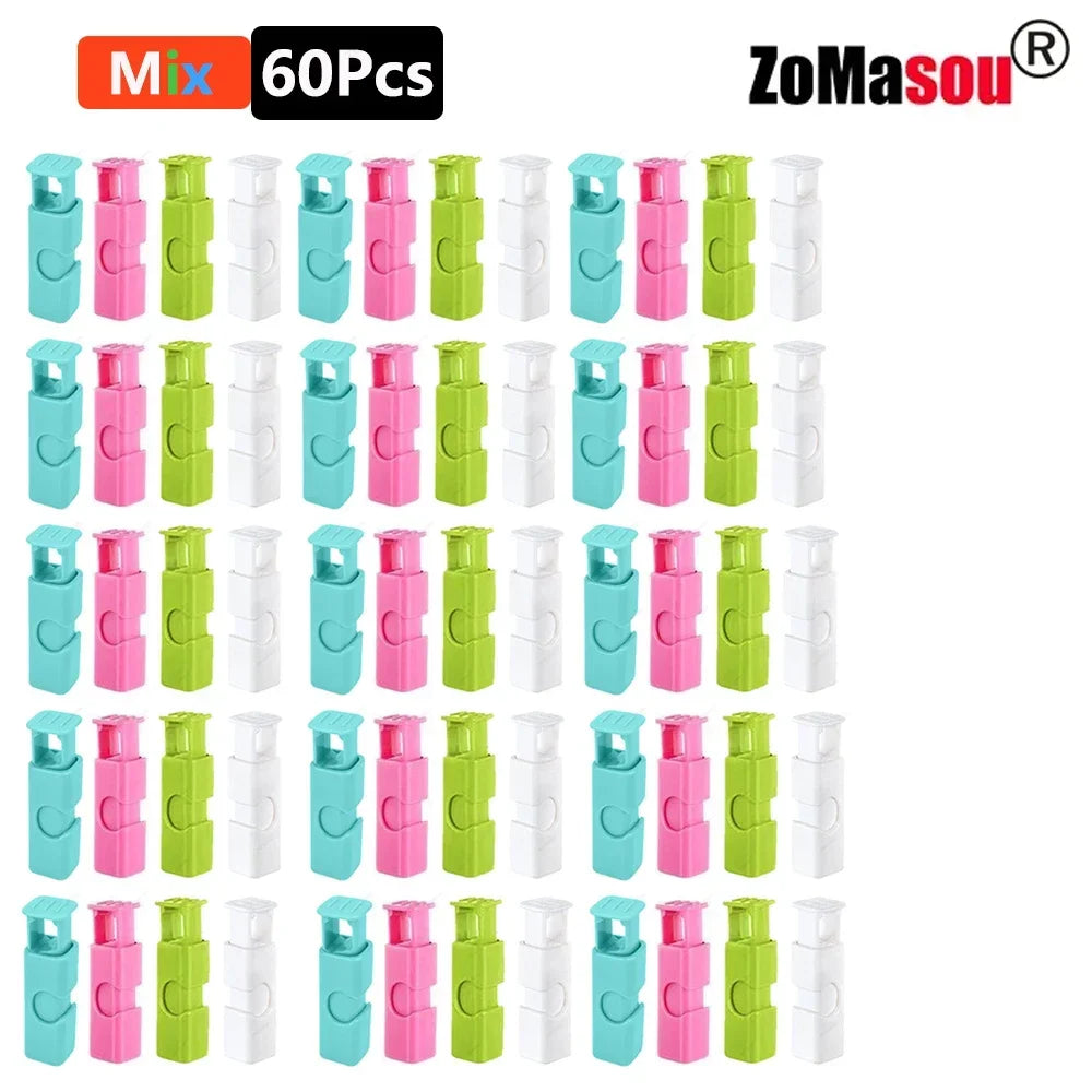 60-1Pcs Food Sealing Clips Bread Storage Bag Clips For Snack Wrap Bags Spring Clamp Reusable Kitchen Organization Sealing Clamp