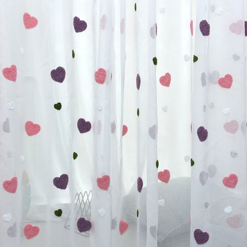 Cartoon Pink Heart Shape Blackout Curtains For Baby Girls Bedroom  Lovely Tulle For Living Room Window Treatment Drapys X-M05#30