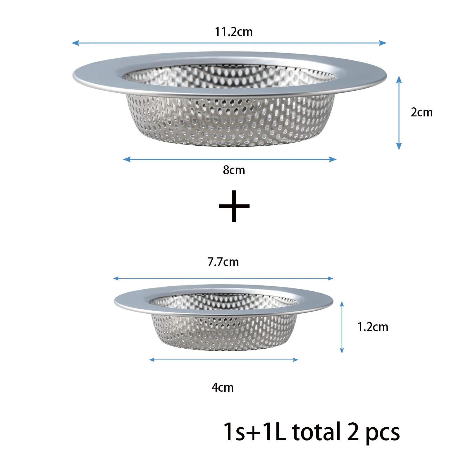2PCS Kitchen Sink Drain Strainer - Stainless Steel Drain Hair Catcher Kitchen Accessories Bathroom Bathtub Drain Strainer
