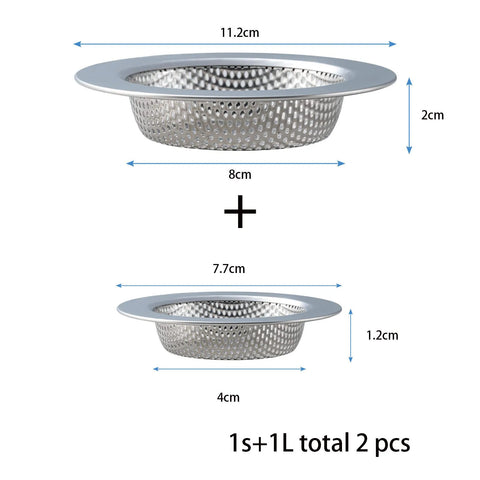 2PCS Kitchen Sink Drain Strainer - Stainless Steel Drain Hair Catcher Kitchen Accessories Bathroom Bathtub Drain Strainer