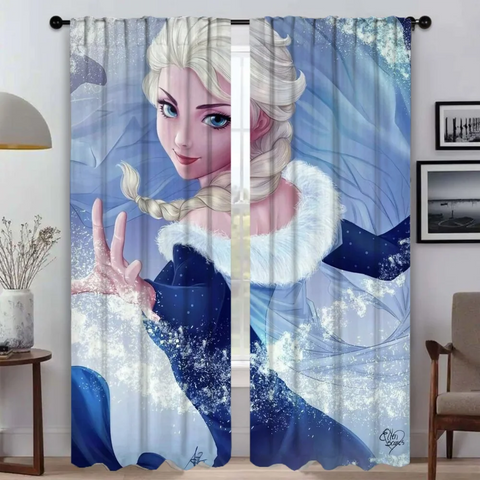 Tulle for Bedroom Frozen Blackout Curtain for Room 2 Panel Partition Curtains Child Room Home Interior Curtains Shades Living