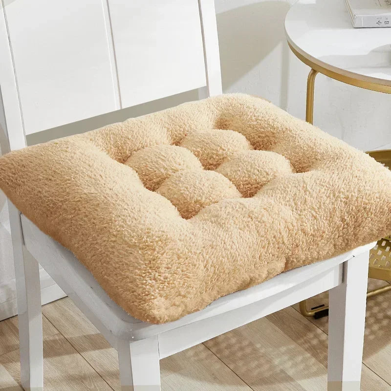 Winter Plush Thick Seat Cushion Home Sofa Office Chair Solid Color Lambswool Cushion Thicken Soft Floor Pads Round and Square