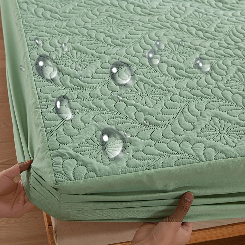 100% Waterproof Quilted Fitted Bed Sheet with Elastic Band Soft Mattress Protector Cover Twin Queen King 160x200cm Home Decor