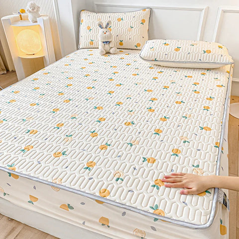Natural Latex Thicked Summer Cooling Mat for Bed Soft Cool Feeling Fitted Sheet and Pillowcase Matress Cover Grade A Summer Mats