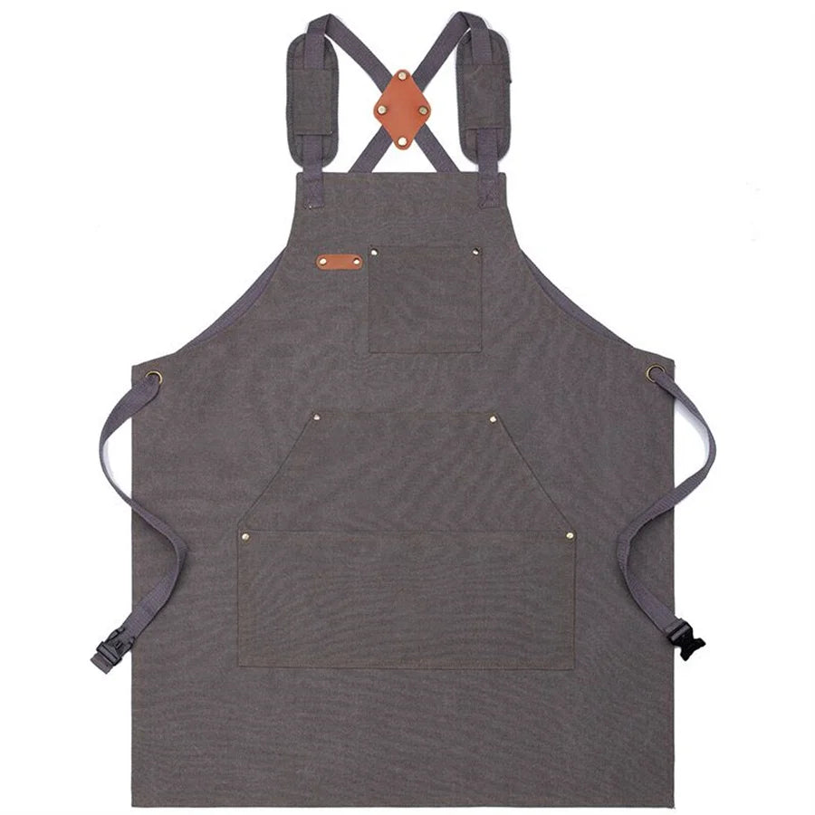 Thickened Cotton Canvas Apron Summer Household Kitchen Waterproof Gardening Work Waist Plain Apron