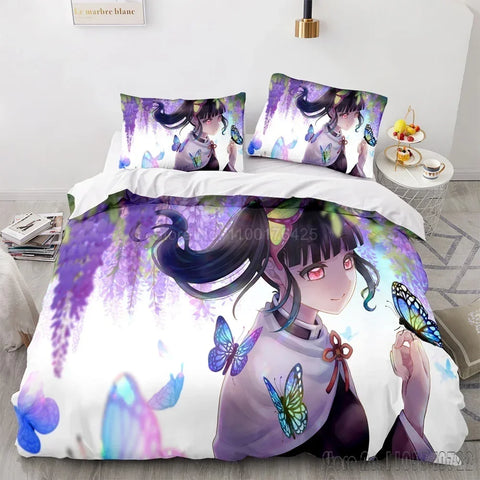 Demon Slayer Agatsuma Zenitsu Duvet Cover Set HD Comforter Cover for Kids Bedding Sets Bedclothes Bedroom Decor