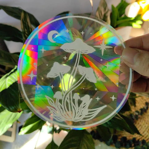 PVC 3D Rainbow Sun Catcher Wall Stickers Cat Bear Spaceship Planet Suncatcher Self Adhesive Window Stickers Room Home Decor