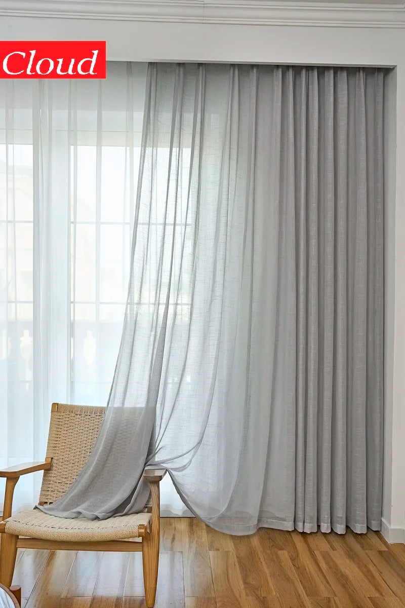 Japanese light gray linen cotton Curtains living room curtains gauze shade kitchen bedroom sitting room curtain custom size