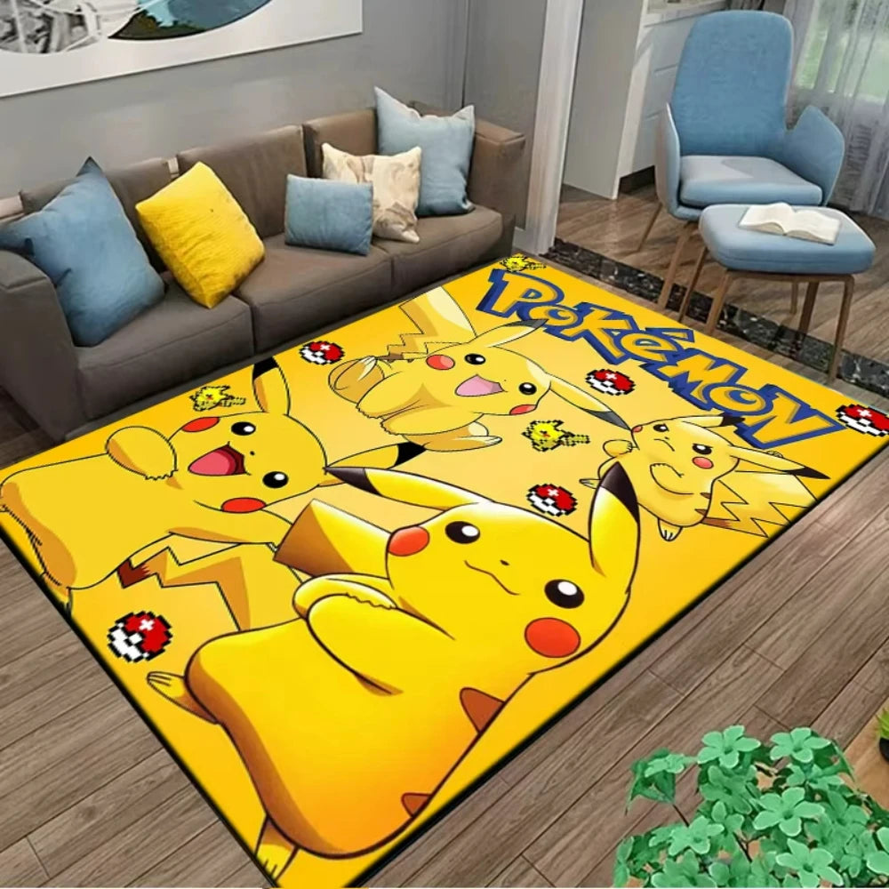 MINISO PIkachu Pokemon Anime Themed Carpet for Living Room Bedroom Kid's Room NonSlip Playmat Balcony Lounge Sofa Rug Gift Idel