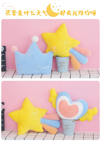 Stuffed Rainbow Cushion Girly Room Decor Moon Lightning Pillow Bay Window Lovely Weather Setting for Kids Bedroom Seat Pillow