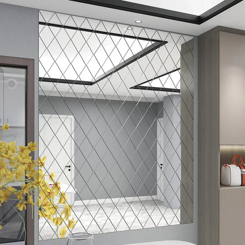 3D Mirror Stickers Acrylic Triangles Self-adhesive Diamonds DIY Wall Mirror Stickers for Living Room Home Decor 10/17/32/58Pcs