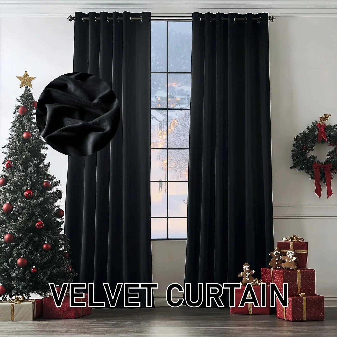 Black Velvet Curtain Half Blackout Thin Fabric Curtains for Living Room Bedroom Dining Luxury Window  Decor 창문커텐 Modern Elegant