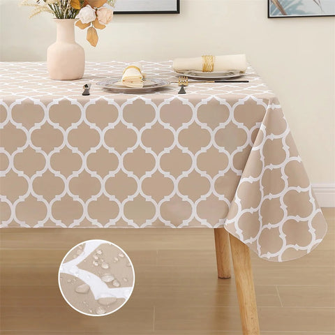 Olanly Waterproof Tablecloth Heat-Resistant Rectangle PVC Table Cloth For Wedding Kitchen Dining Desk Moroccan Table Coat Cover